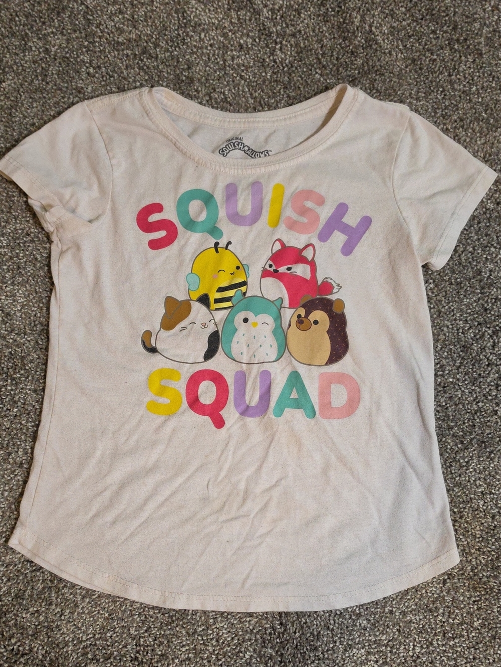 Squish Squad White Graphic Tee for Kids - Cute Animal Print